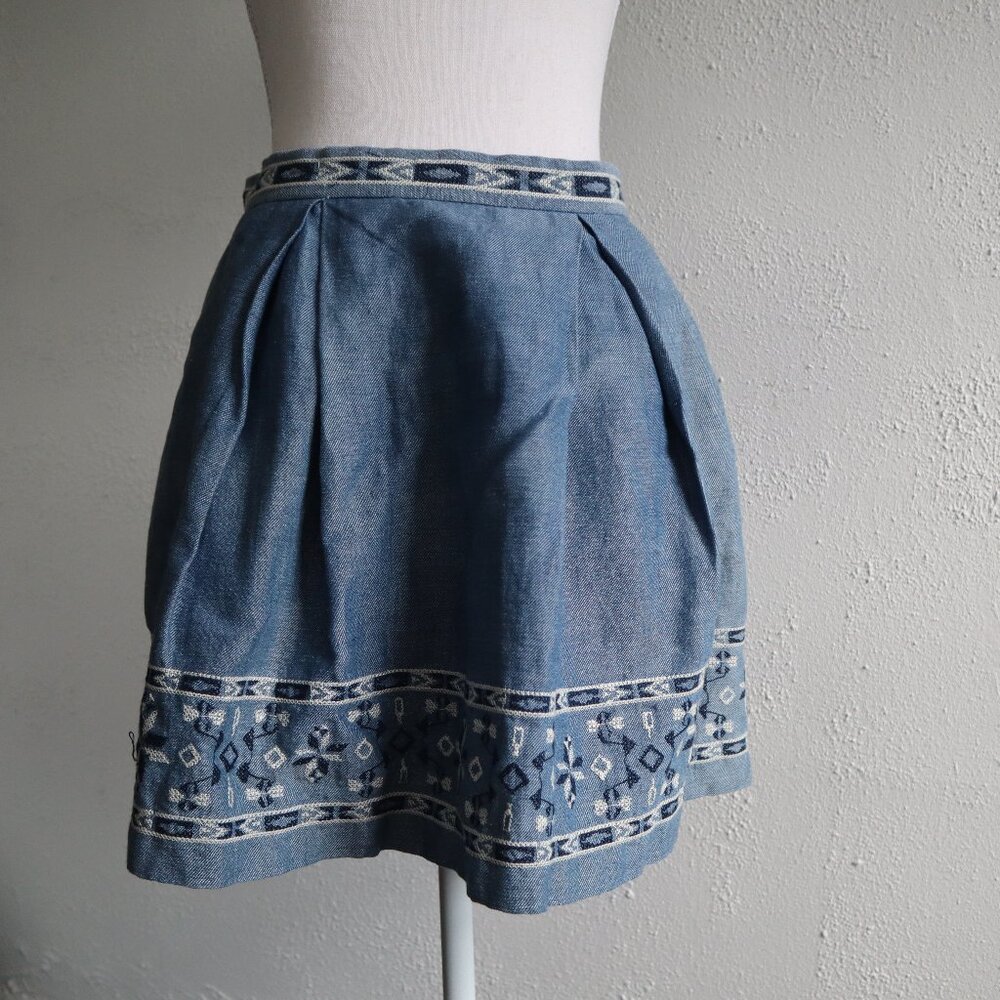 Sea New York Cotton Mini Skirt, Size 4, blue